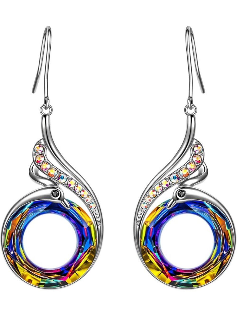 Rise From the Ashes Phoenix Dangle Earrings with Austrian Crystals - Unique